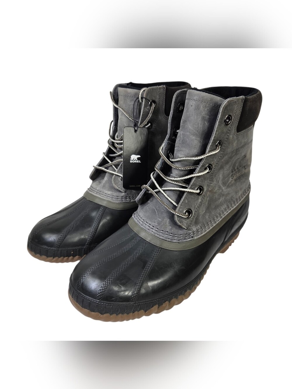 Sorel Men's Gray and Black Waterproof Lace-Up Rain & Snow Boots. Size 11.5